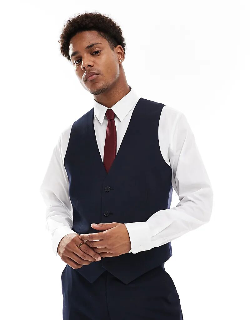 

Тонкий жилет ASOS DESIGN темно-синего цвета