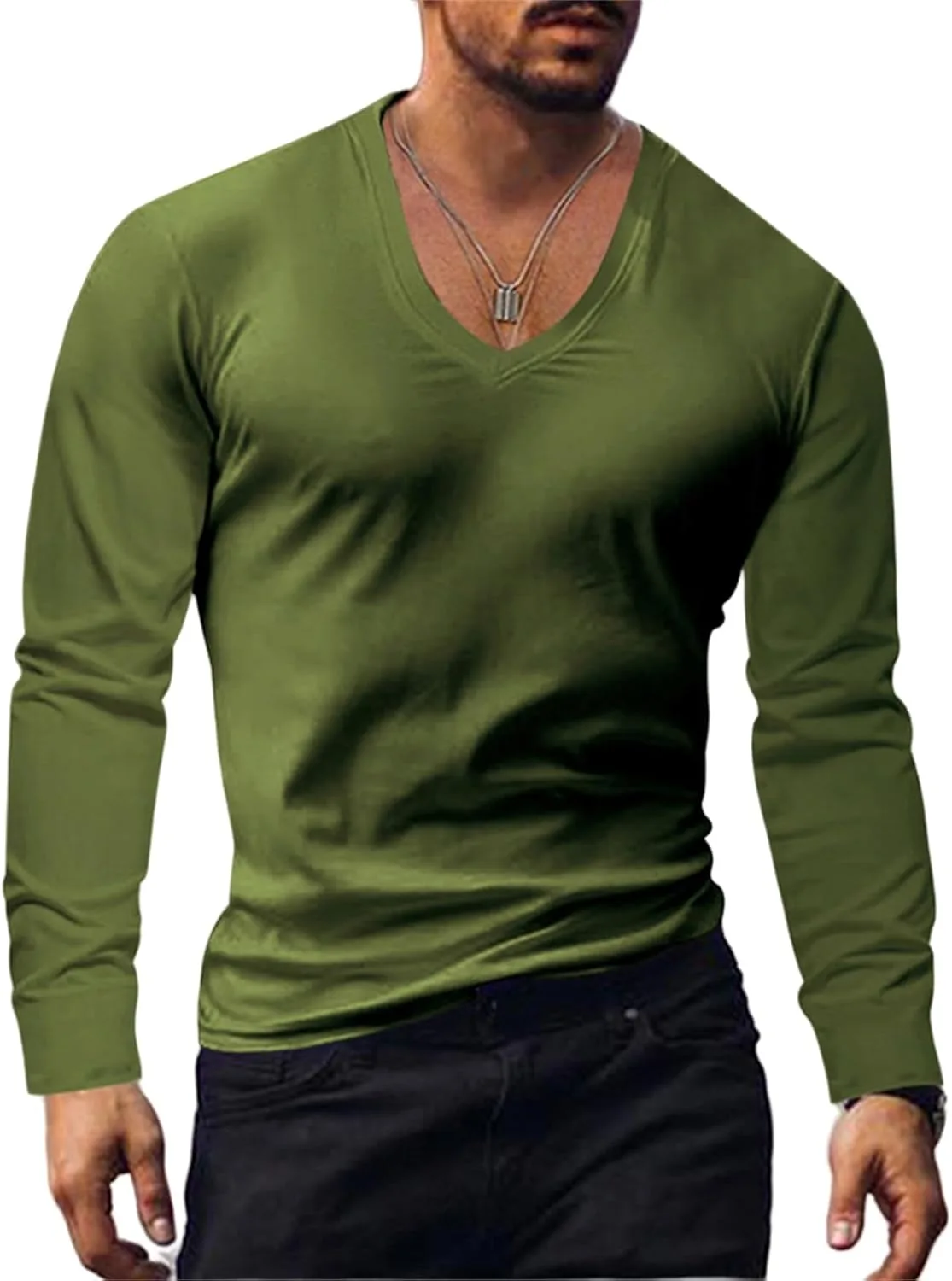 

Мужская футболка Casual Lightweight Thin Oversized Long Sleeve V Neck Loose Fit LGHLMCL