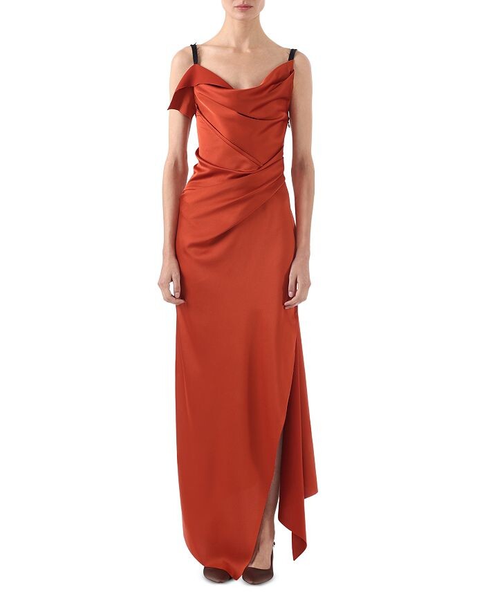 

Платье с драпировкой и воротником-хомутиком Jason Wu Collection, красный