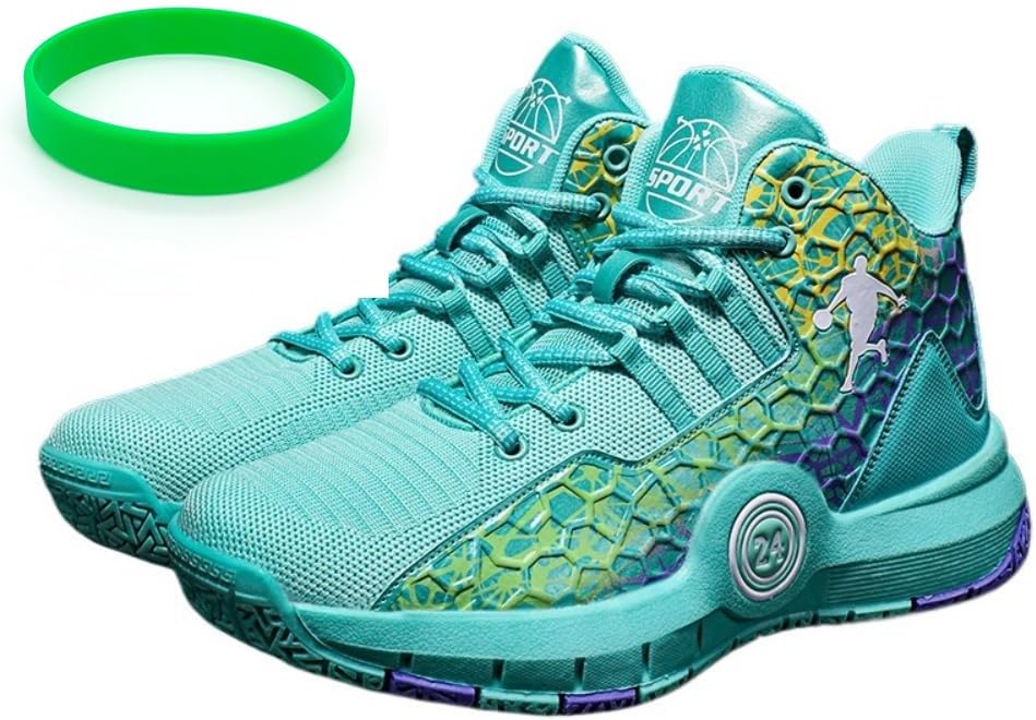 

Кроссовки для баскетбола Spedify мужские высокие, для улицы, с амортизацией, для подростков и взрослых, нескользящие, с силиконовым спортивным браслетом, зеленый