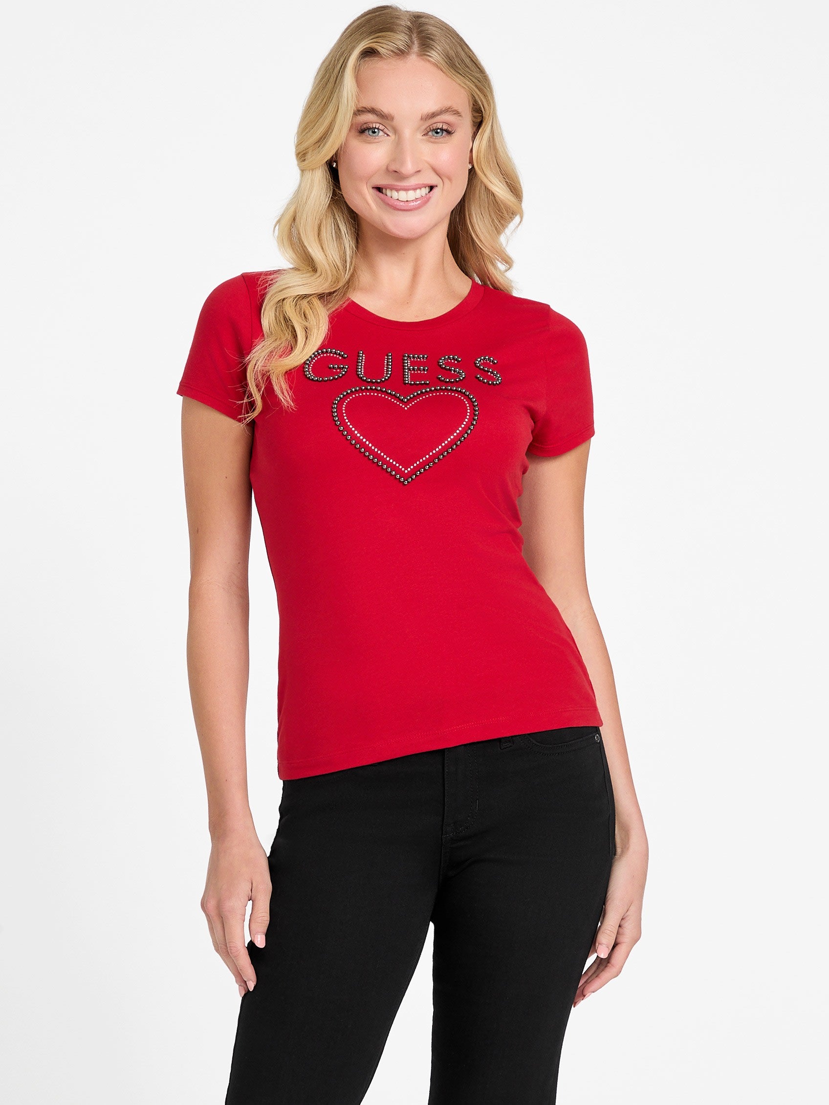 

Эко Диди Бисерная футболка Guess Factory, красный