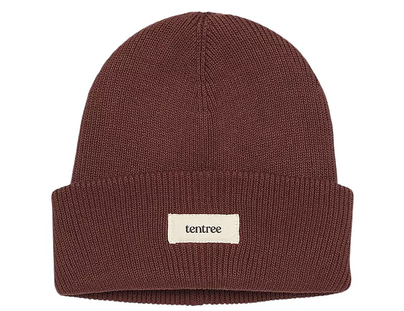 

Шапка-бини из хлопка с нашивками Tentree, цвет Deep Mahogany