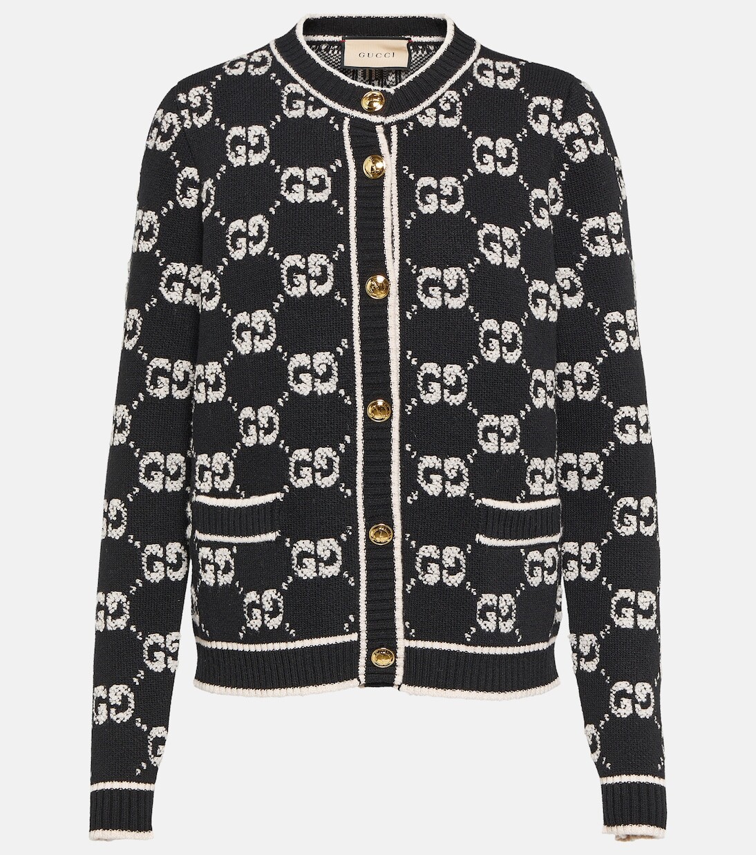 

Жаккардовый шерстяной кардиган букле gg Gucci, мультиколор