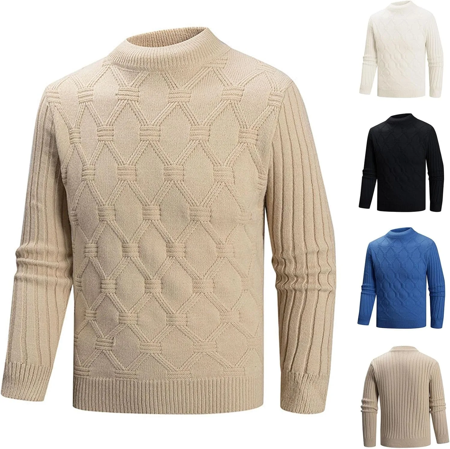 

Мужской полуводолазный свитер вязаный термо vintage textured