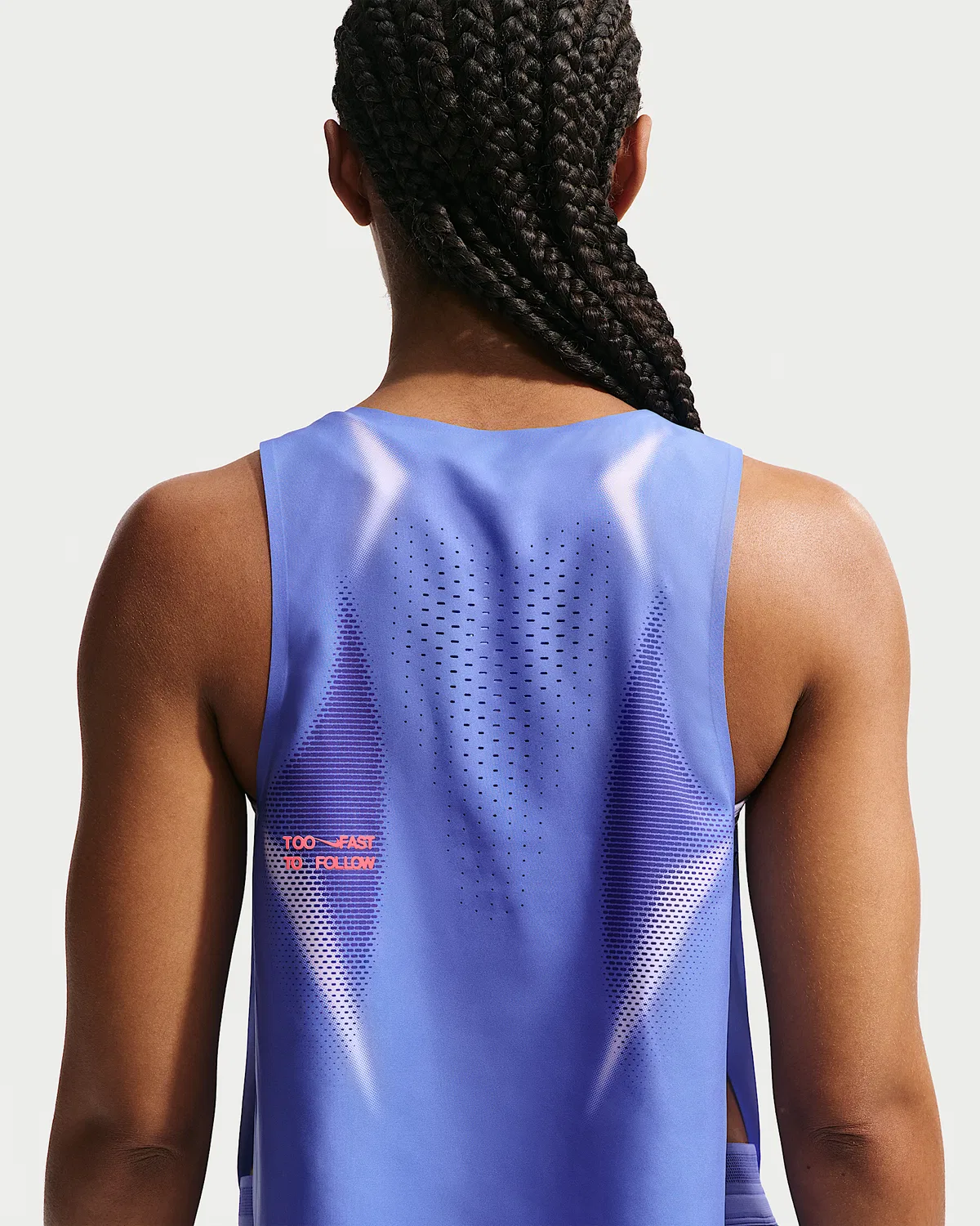 Женский укороченный топ для бега Nike AeroSwift Dri-FIT ADV, Sapphire/Hot Lava/Hot Lava — фото 2