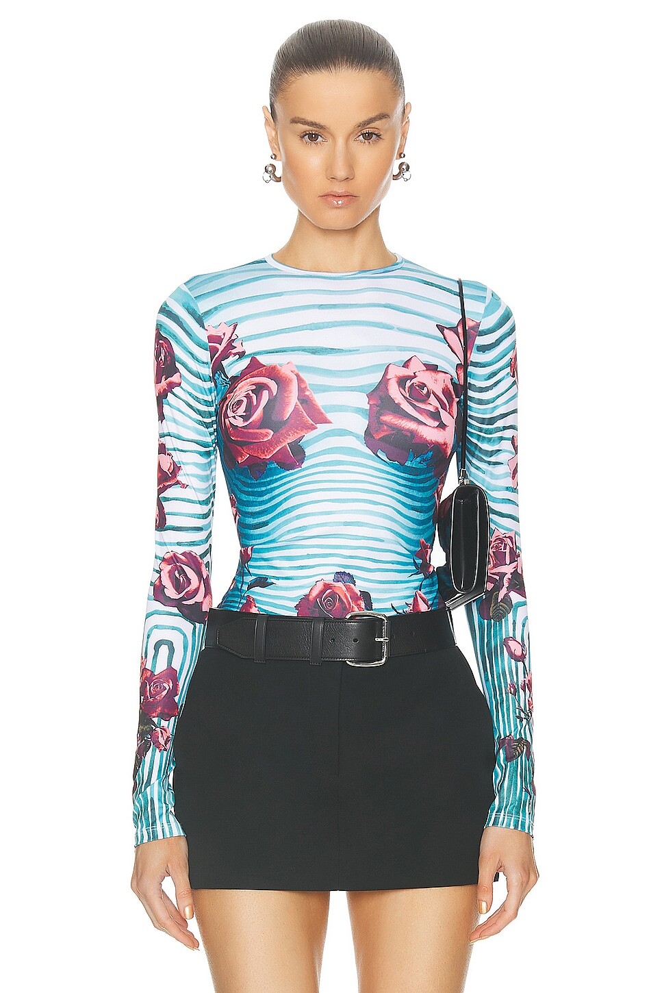 

Топ с длинными рукавами и цветочным принтом Morphing Jean Paul Gaultier, цвет Blue, Red, & White