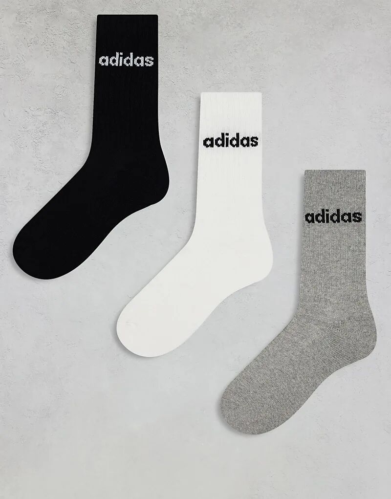 

Набор из 3 пар носков Adidas Training с линейным логотипом, цвет: разноцветный