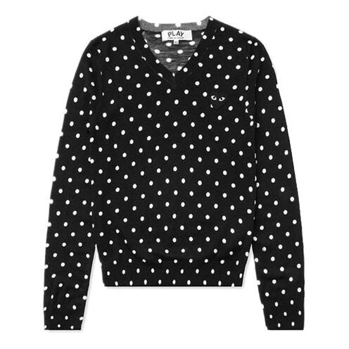 

Свитер polka dot v-neck l/s t-shirt black emblem 'black' Comme Des Garcons Play, черный