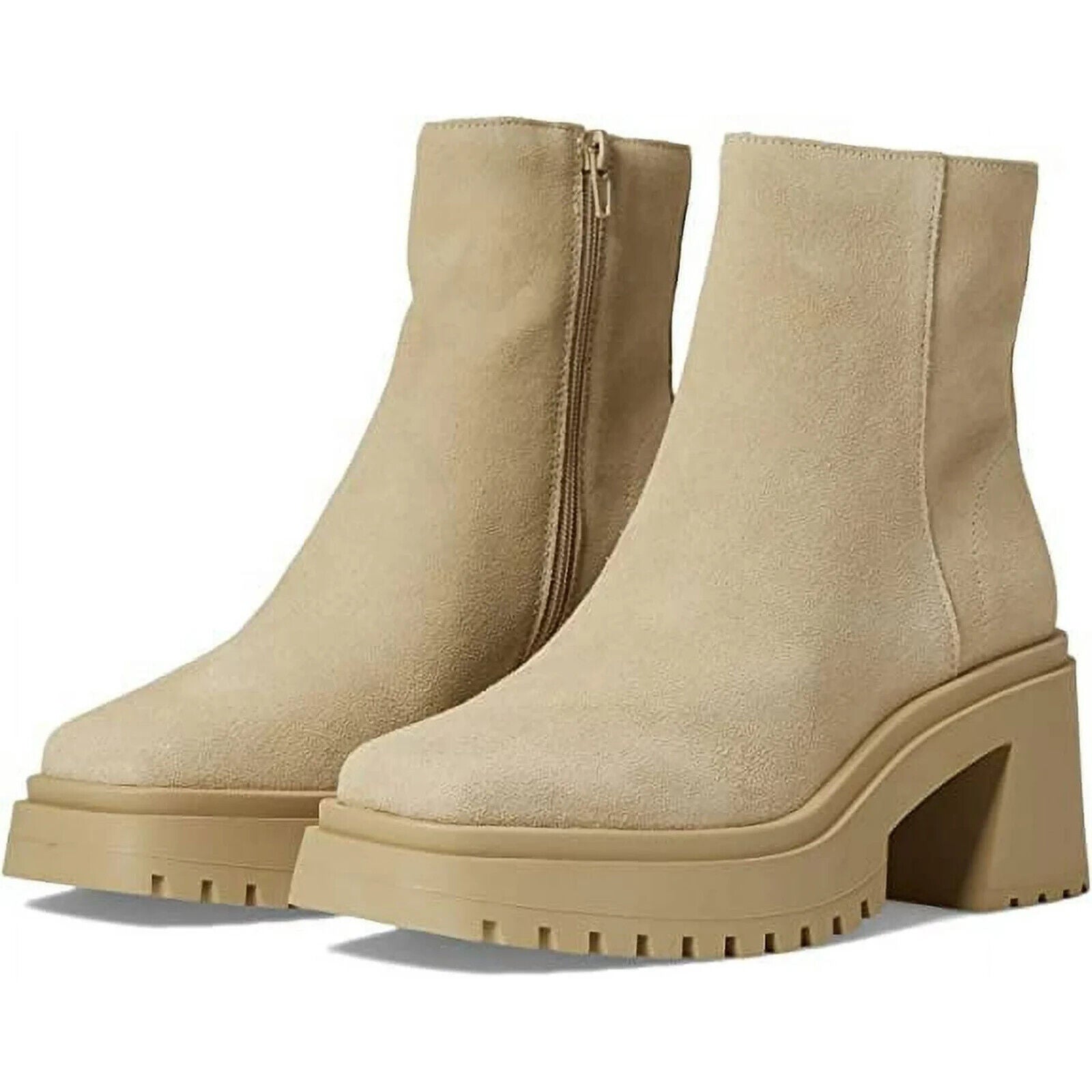 Ботинки Steve Madden Fella Женские США 8.5 Песочный Замша Квадратный носок Ботильоны KHD701, бежевый