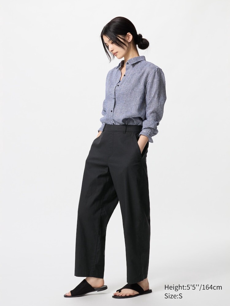 

Зауженные брюки из льна и хлопка Uniqlo, цвет 09 черный