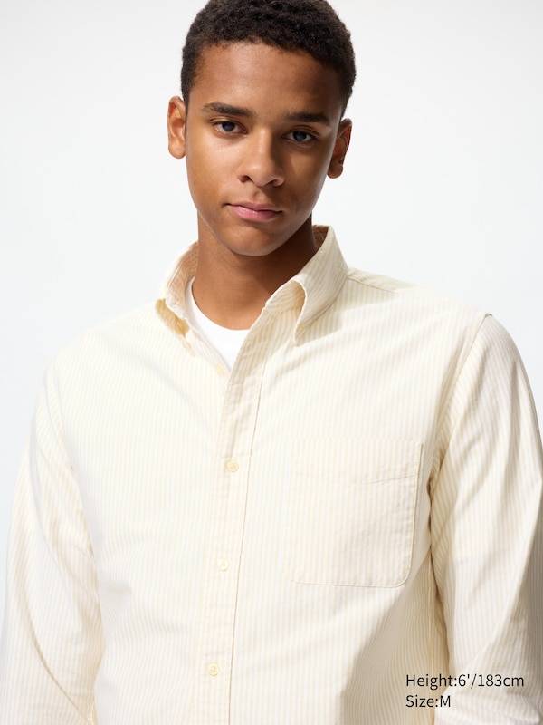 

Оксфордская рубашка slim fit (в полоску) Uniqlo, 41 yellow