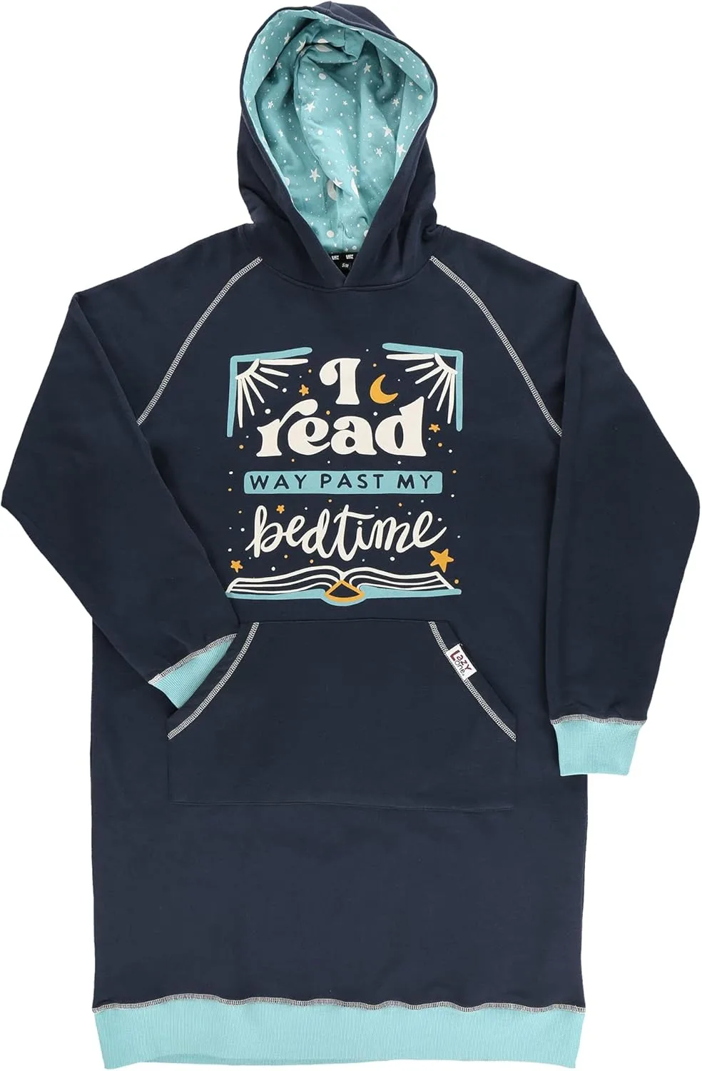 Толстовка с капюшоном оверсайз, удобная одежда для сна Lazy One, Read Past Bedtime Sleep Hoodie — фото 4