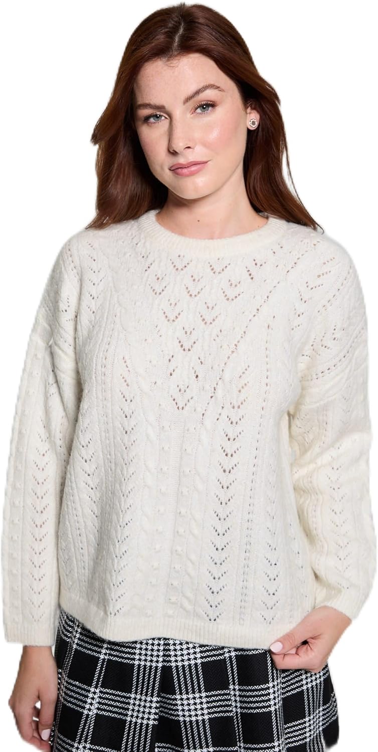 

GUESS Sylvie свитер из альпаки с ажурным узором, Dove White