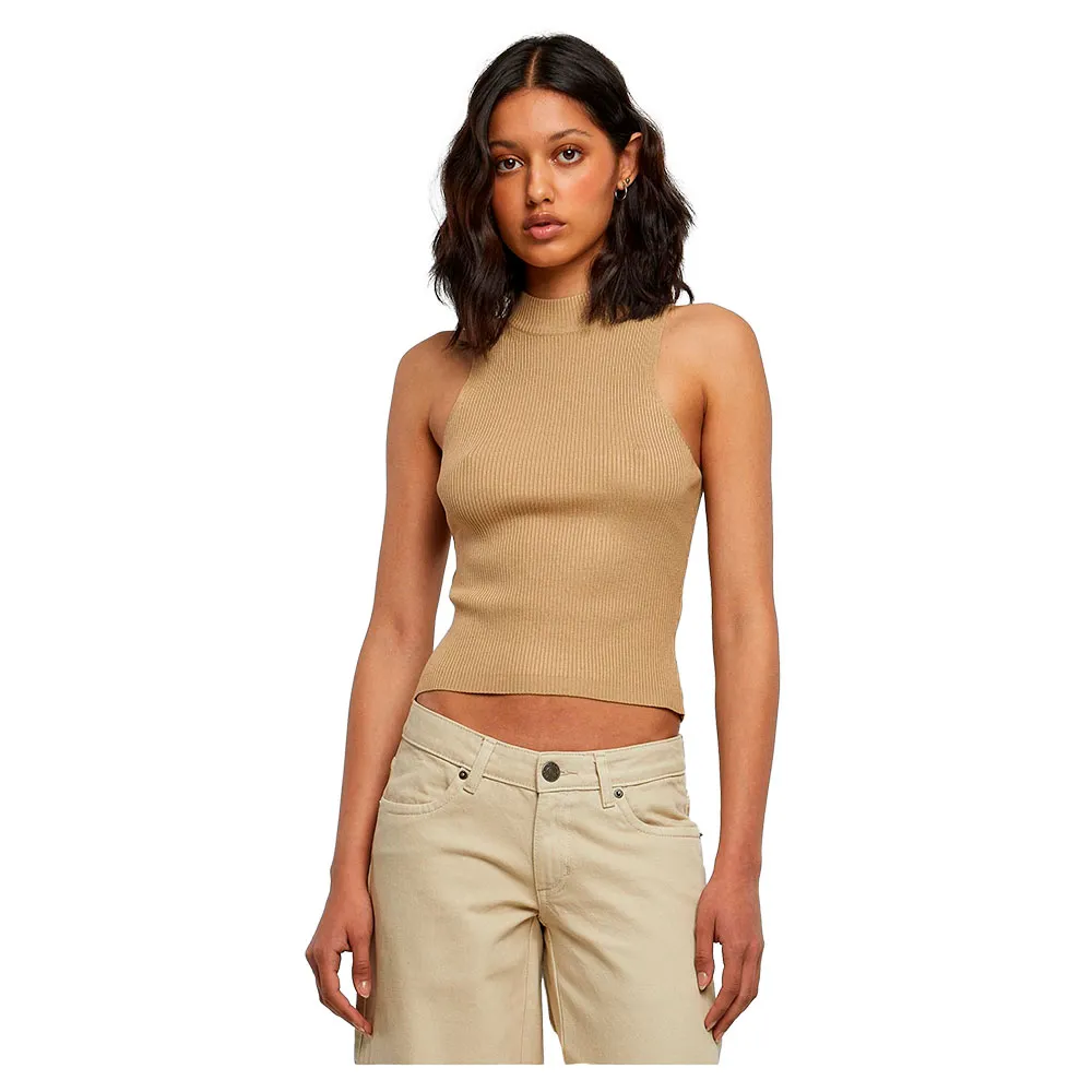 

Футболка без рукавов Urban Classics Short Rib Knit Turtleneck, бежевый