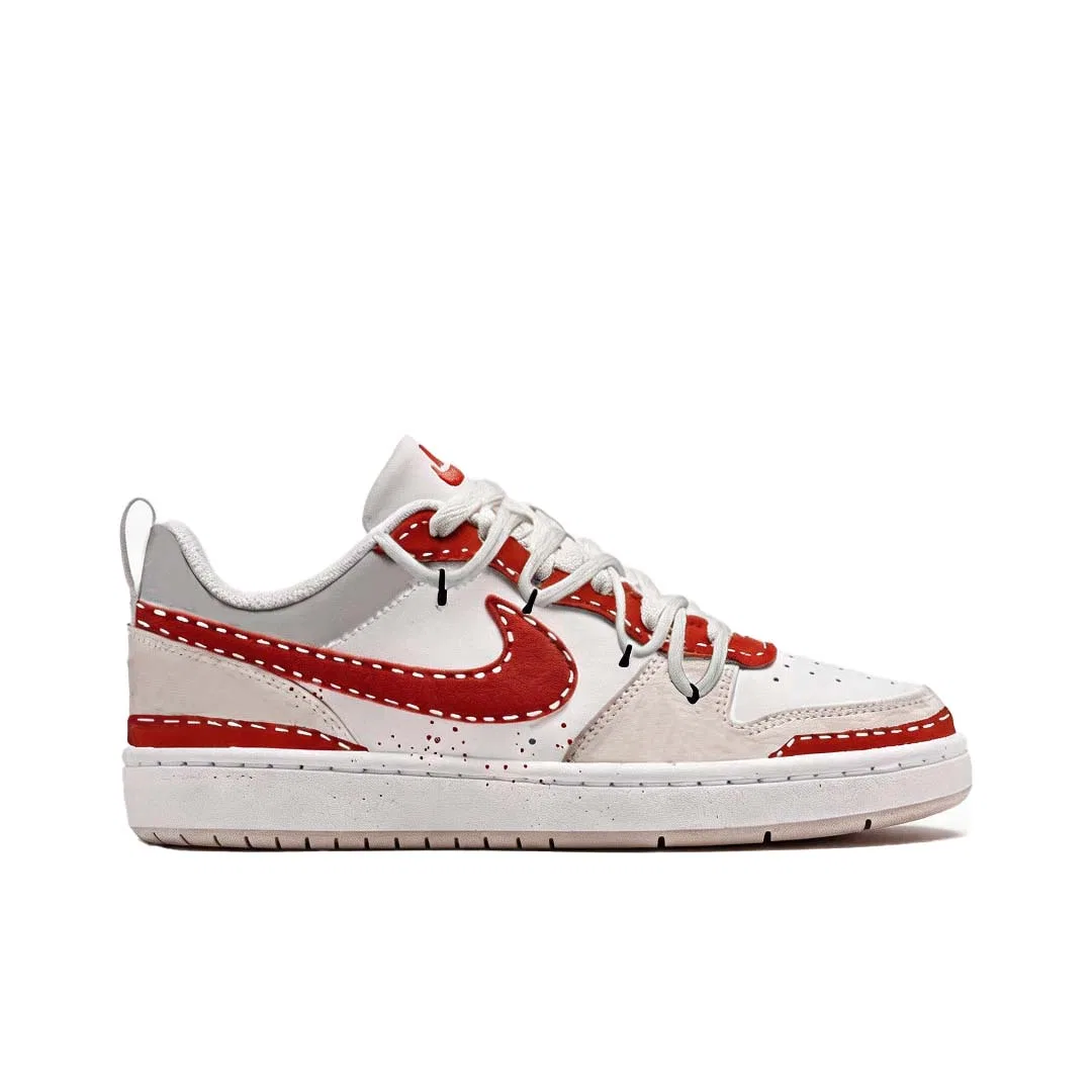 Детские низкие скейтбордические кроссовки Court Borough slip resistant abrasion resistant Red White Unisex Nike — фото 3
