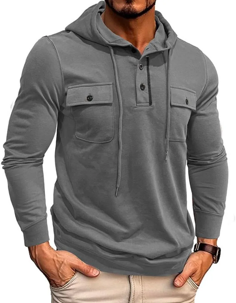 

Мужской худи с капюшоном на шнурке и карманом PEVOSU