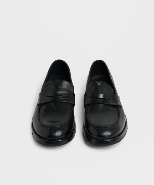 Мужские лоферы из натуральной кожи с U-образным мыском LOSTGARDEN UNIFORM Faded Black — фото 4