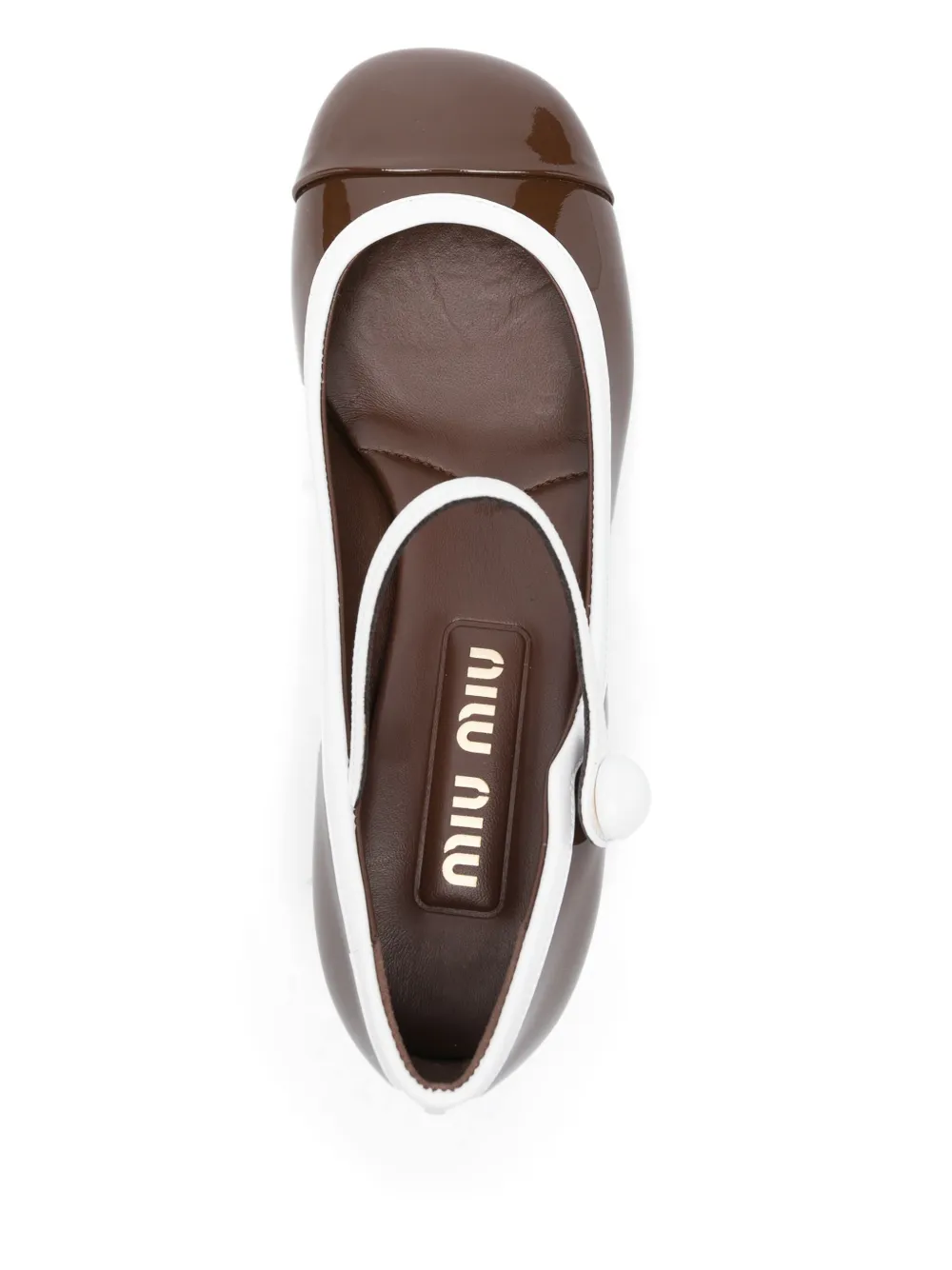 Лакированные туфли в двух тонах MIU MIU, коричневый — фото 4