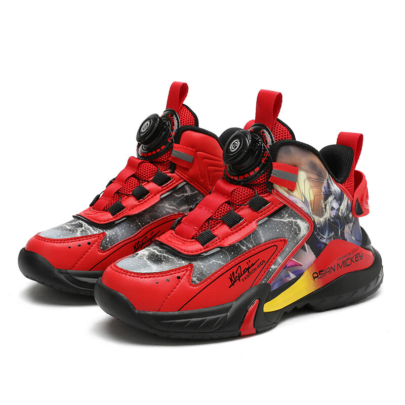Детские баскетбольные кроссовки Kids Mid-top Red Asian Mickey, красный — фото 3