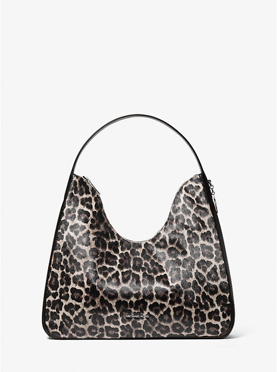 

Средняя сумка-хобо Nayla из телячьей шерсти с леопардовым принтом Michael Kors, черный