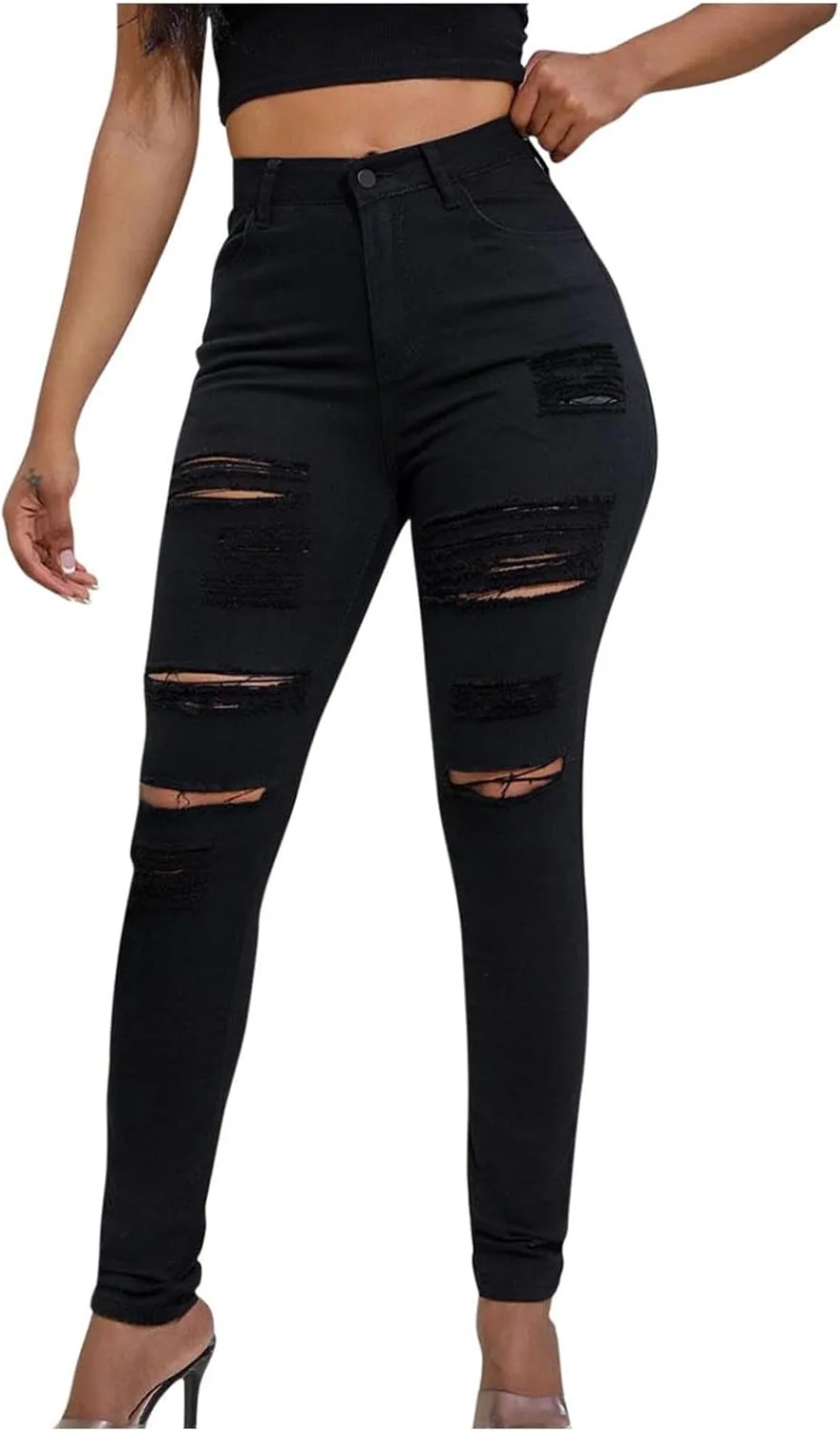 

Рваные джинсы для женщин Skinny High Waisted Stretch