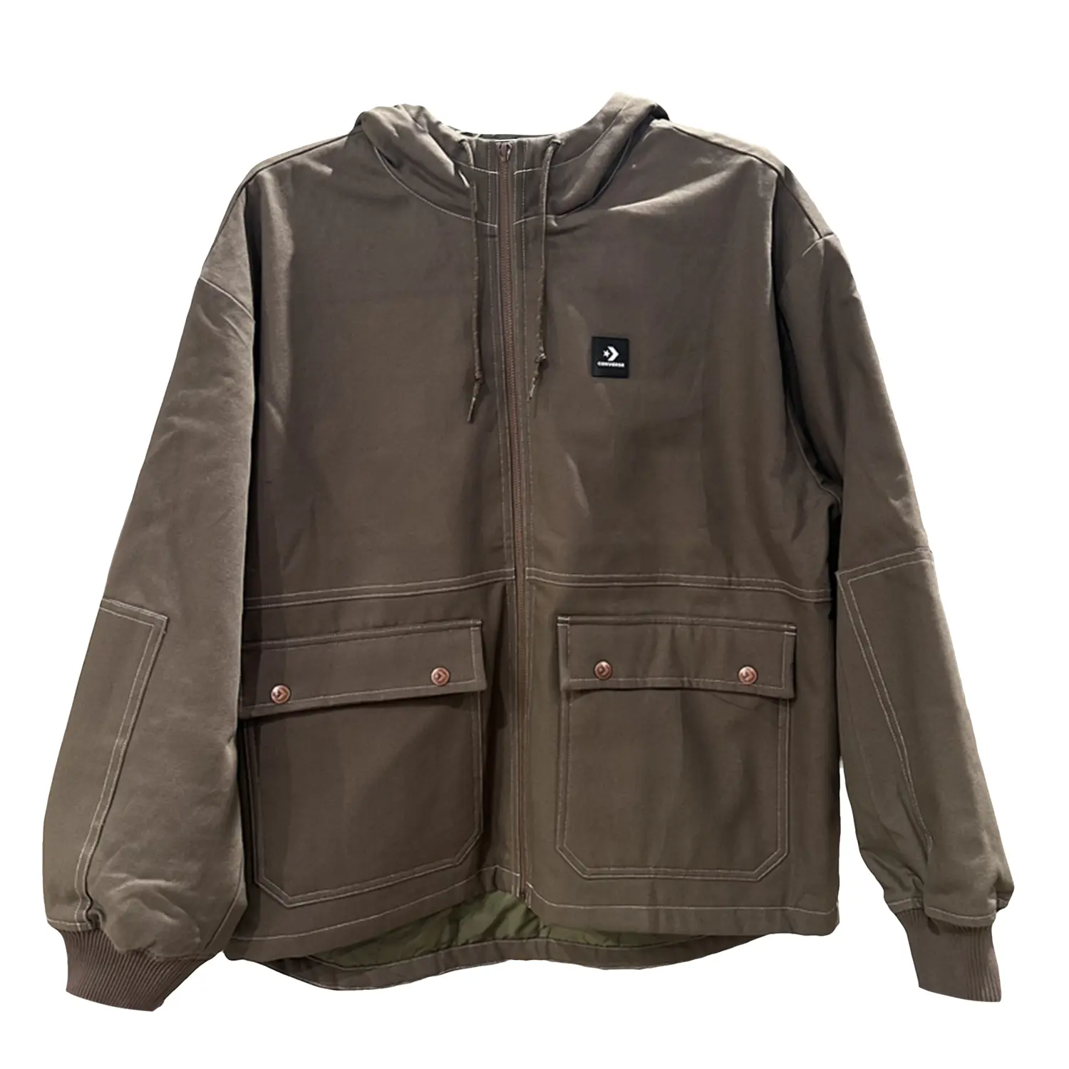 

Converse Мужская пуховая куртка темно-хаки с капюшоном, средней толщины