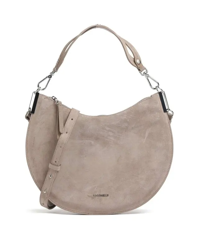 

Кожаная наплечная сумка Coccinelle Sunup Suede Hobo, бежевый