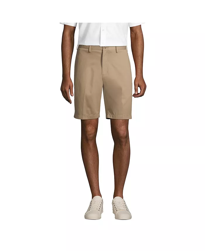 

Шорты чинос Big & Tall без глажки, длина 9", передняя часть без складок Lands' End, коричневый/бежевый