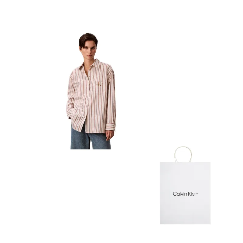 Calvin Klein Рубашка женская 0SA в светло-голубую полоску