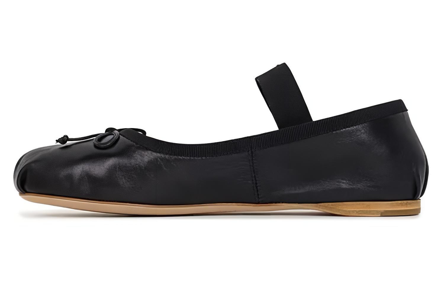 MIU MIU Женские черные балетки Flat Mary Jane