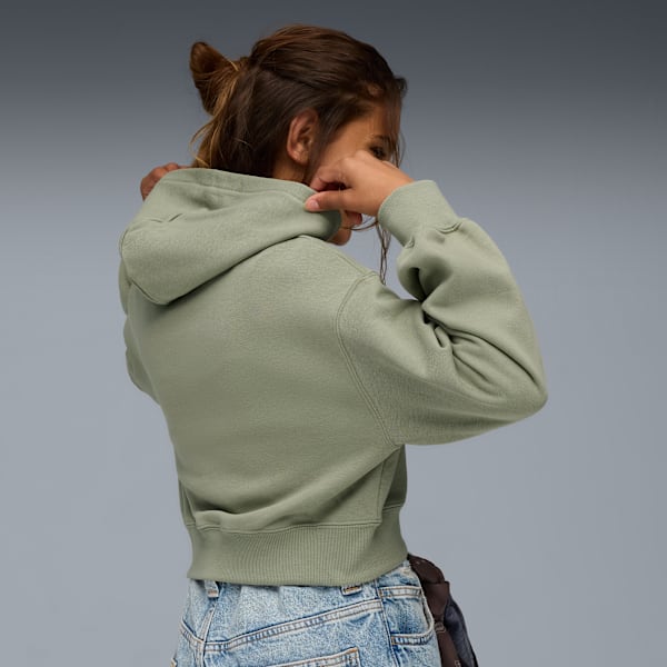 Короткая толстовка с капюшоном для больших детей Puma Wardrobe Essentials, зеленый — фото 2