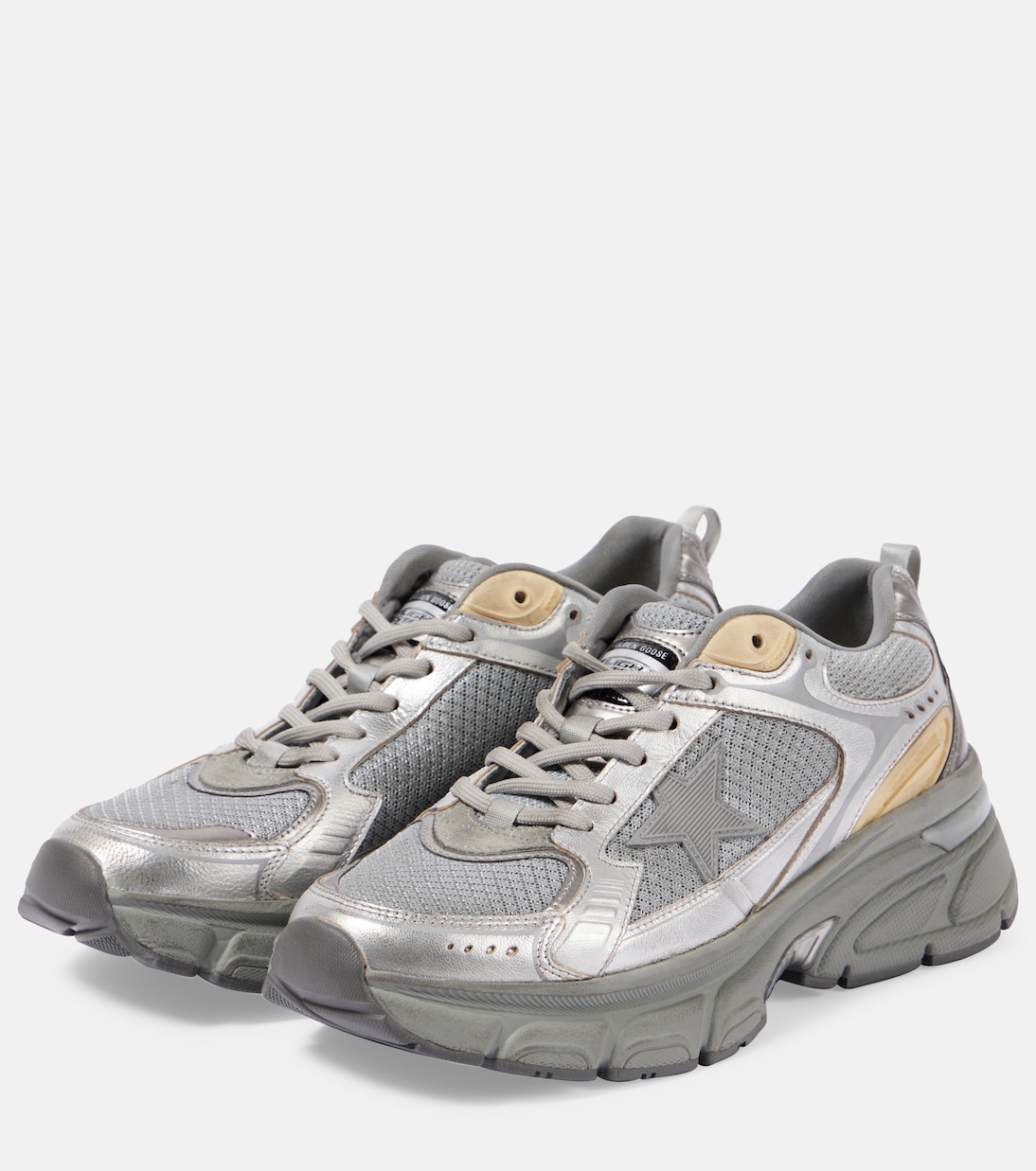 Lightstar кроссовки из металлизированной кожи и сетки Golden Goose, Silver / Gold — фото 4
