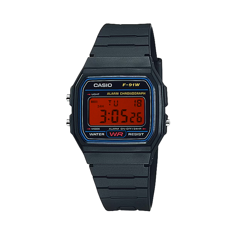 

CASIO Модифицированные часы Retrofit Series F 91W 1 Blood Crane с красным экраном, кварцевый механизм, ремешок из смолы, унисекс, красный циферблат