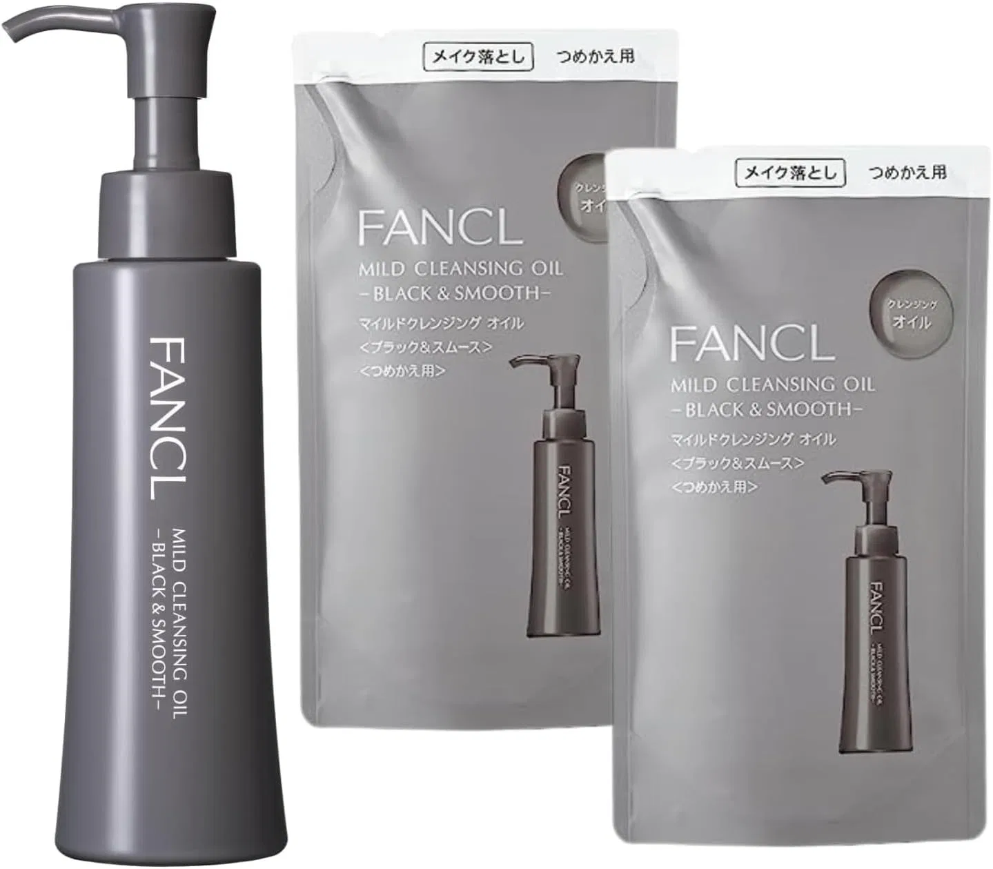 Масло для снятия макияжа FANCL Mild Cleansing Oil, черное, 350 мл, 1 флакон + 2 сменных блока