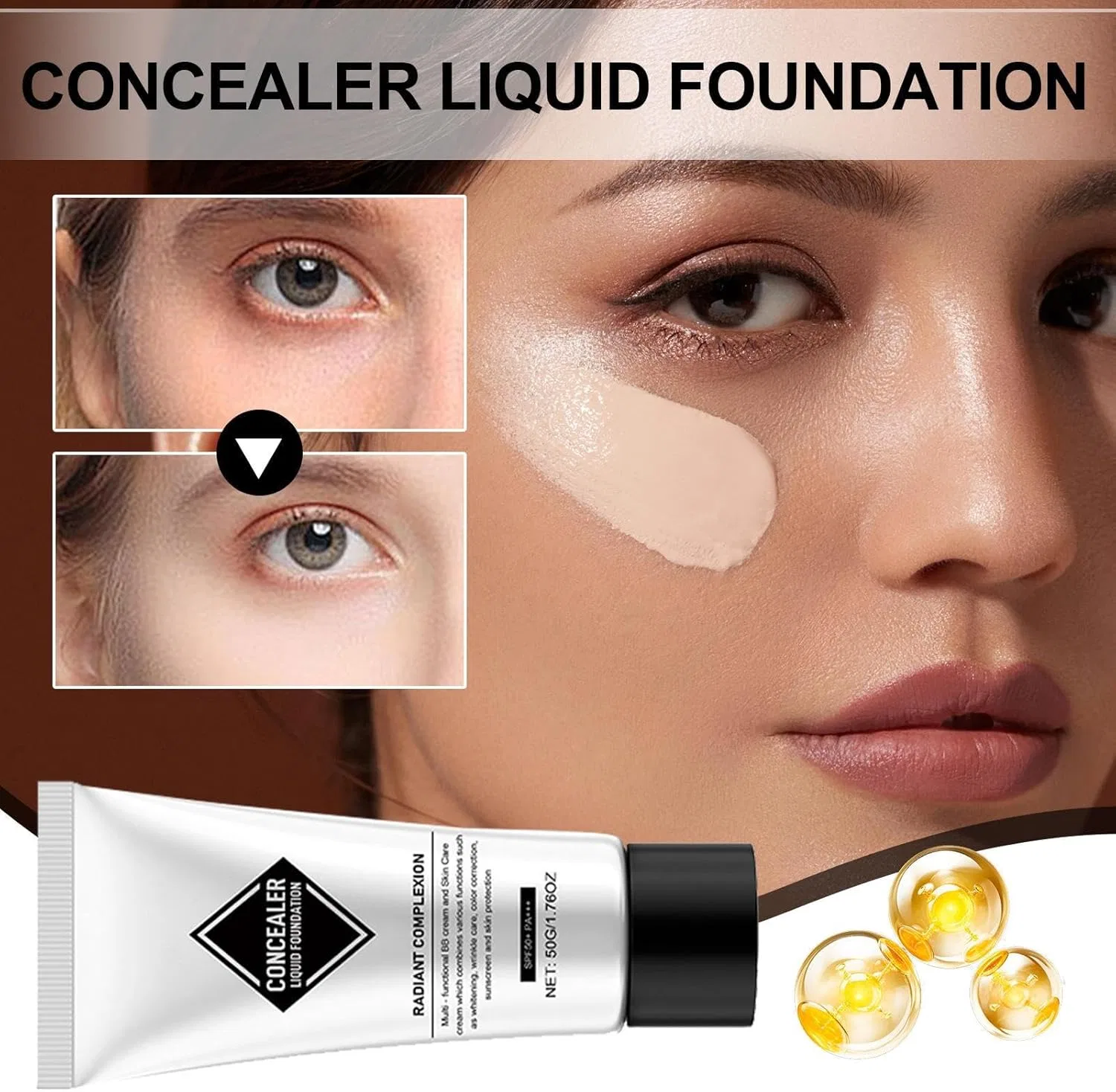 Консилер-основа для макияжа с изменением цвета, SPF 50+, Generic, 50 г, белый — фото 2