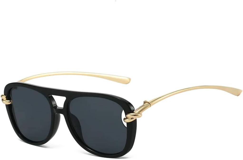 

Винтажные большие панк-солнцезащитные очки для женщин, роскошные ретро-очки из металла овальной формы, модные солнцезащитные очки с двойным дужком для использования на открытом воздухе UUPTTPL, Black Black