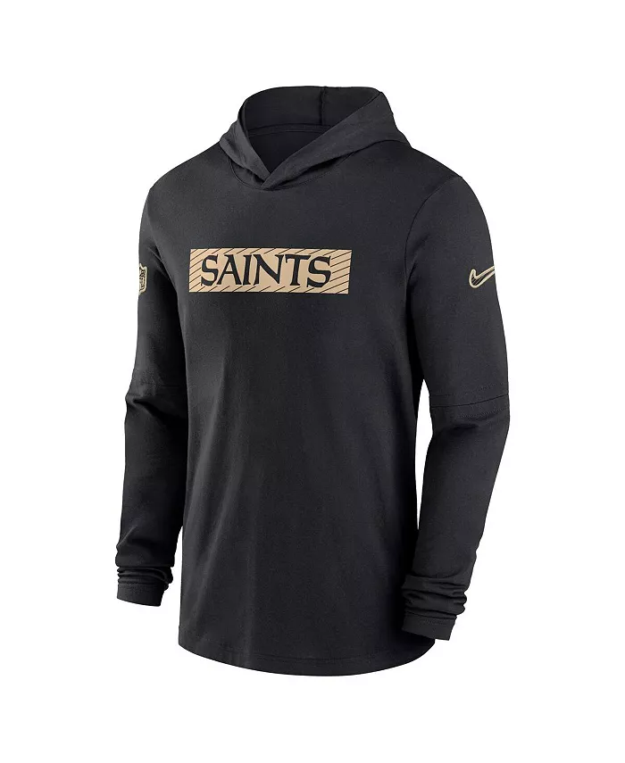 Мужская черная худи New Orleans Saints Sideline Performance с длинными рукавами Nike — фото 3