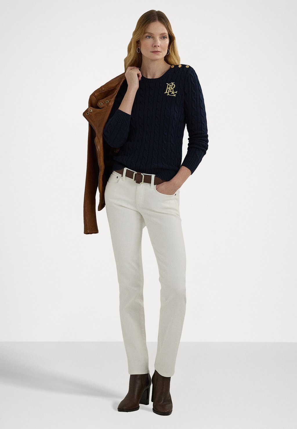 

Джемпер BUTTON TRIM CABLE KNIT COTTON JUMPER Ralph Lauren, темно-синий