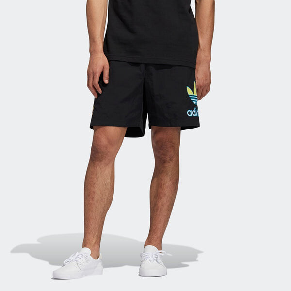 Шорты originals tr short large logo running sports shorts black Adidas, черный — фото 3