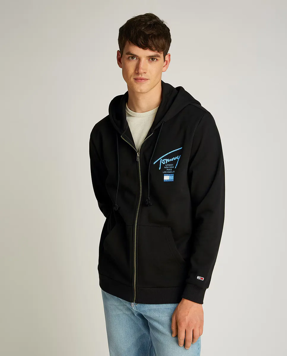 

Мужская толстовка с застежкой-молнией и капюшоном Tommy Jeans, черный