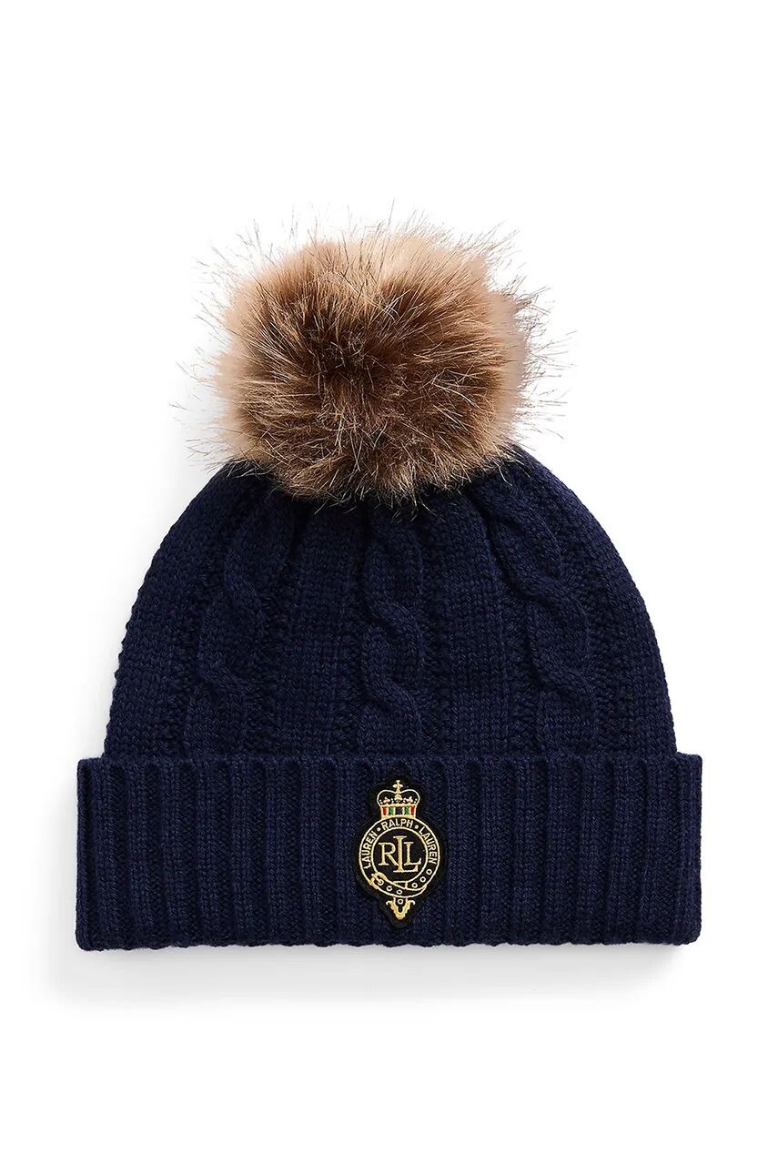 

Шапка Lauren Ralph Lauren из смесовой шерсти, темно-синий