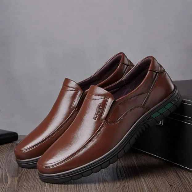 Men's Fashionable Casual Business Leather Shoes - Anti-Slip Comfortable, Suitable All Seasons, Lightweight Breathable Fusecottc, коричневый — фото 4
