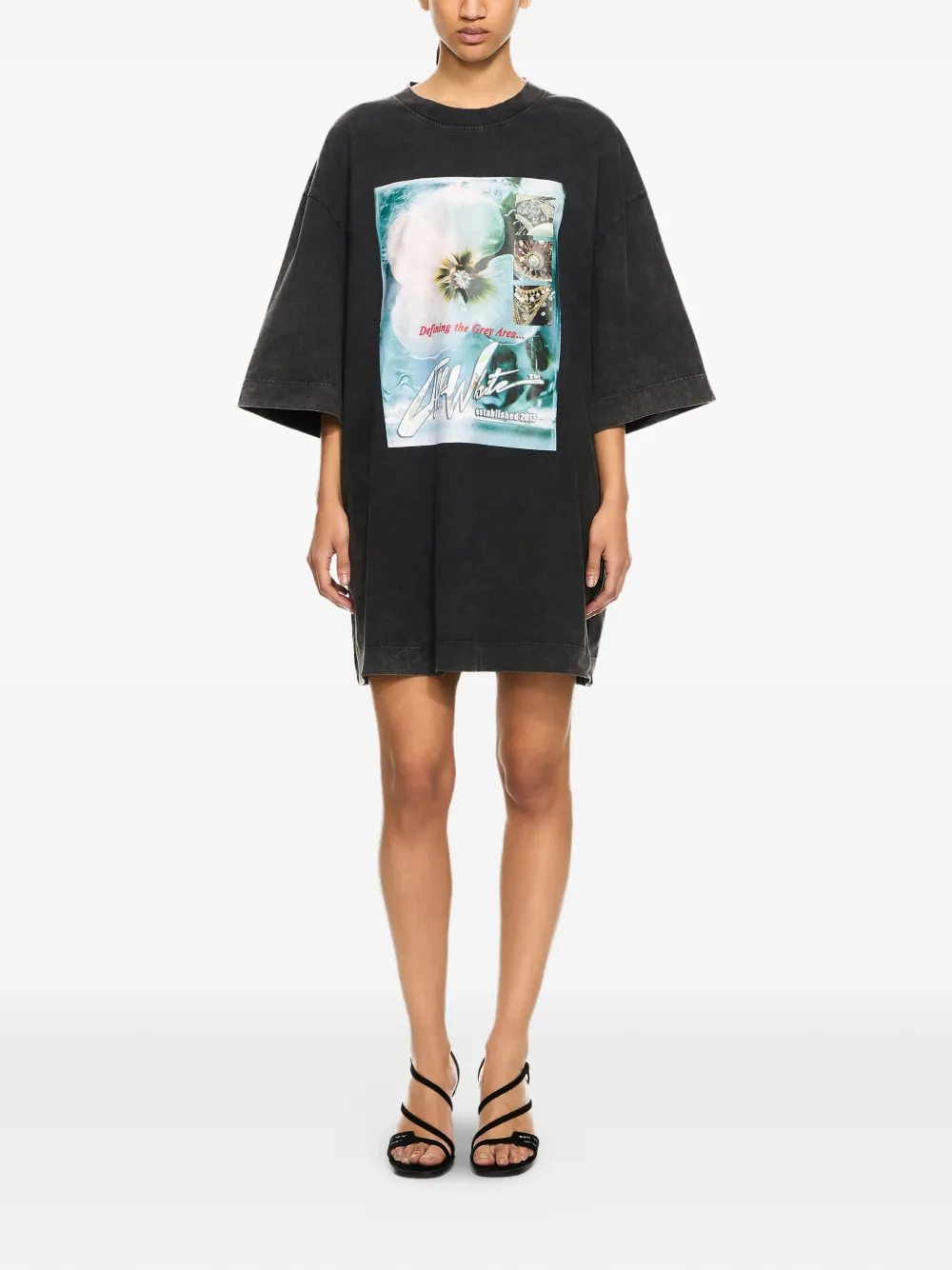 Графичное мини-платье свободного кроя Off-White, черный — фото 2
