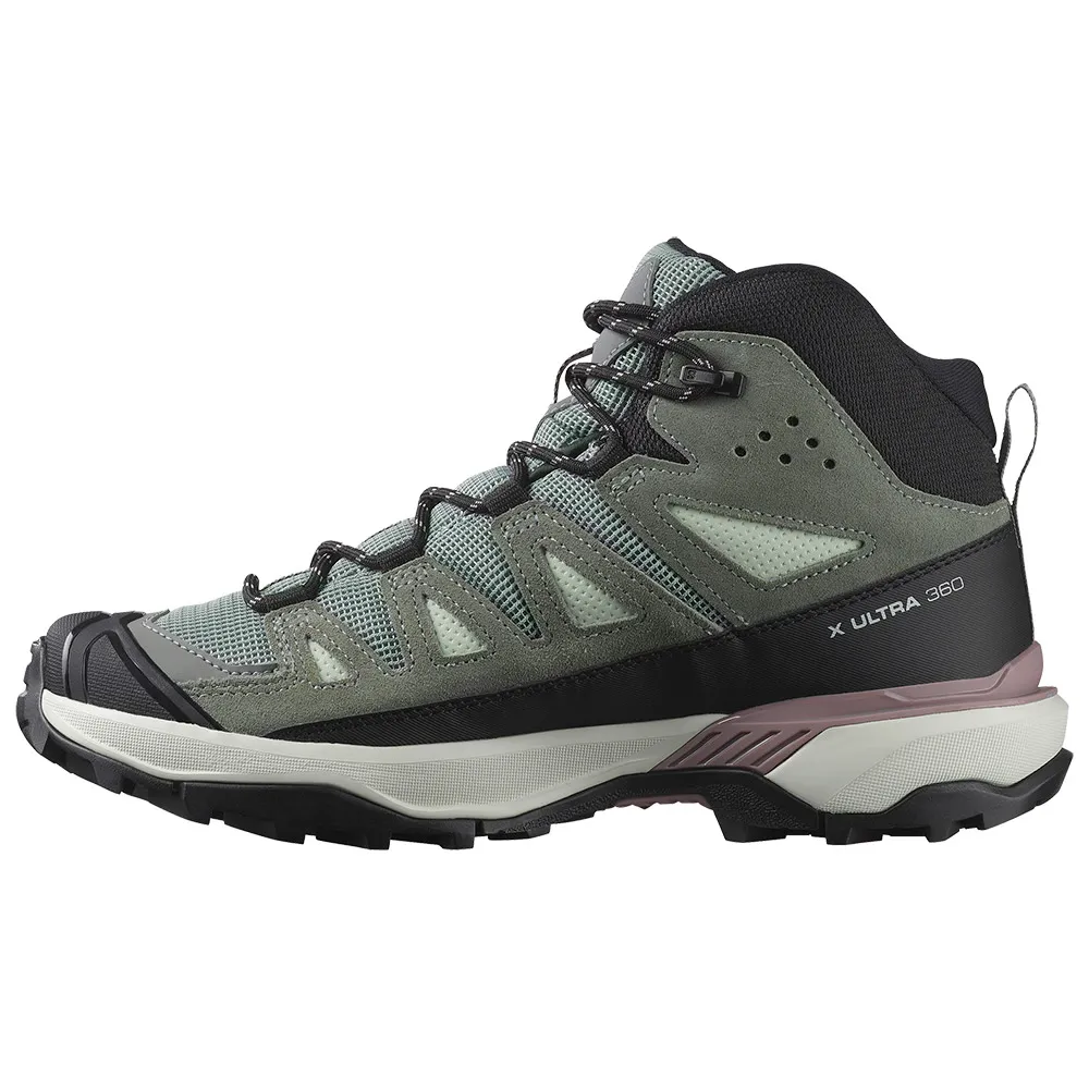 Походные ботинки женские Salomon X Ultra 360 Goretex комбинированные, серо-зеленый — фото 3