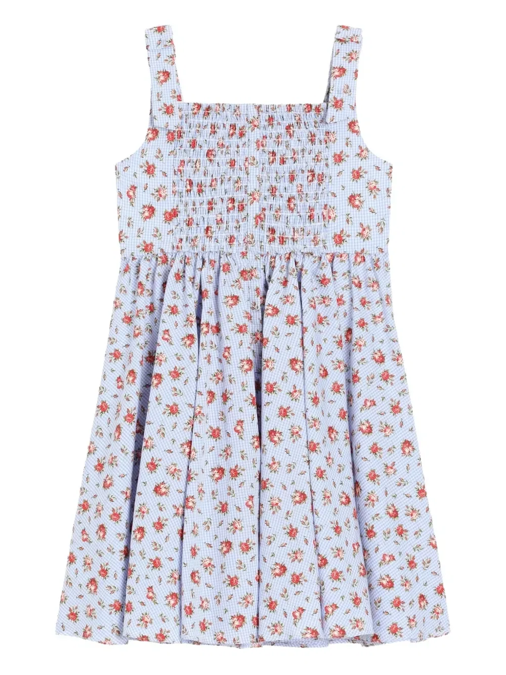 Платье с цветочным принтом и сборками Dolce & Gabbana Kids, синий — фото 2