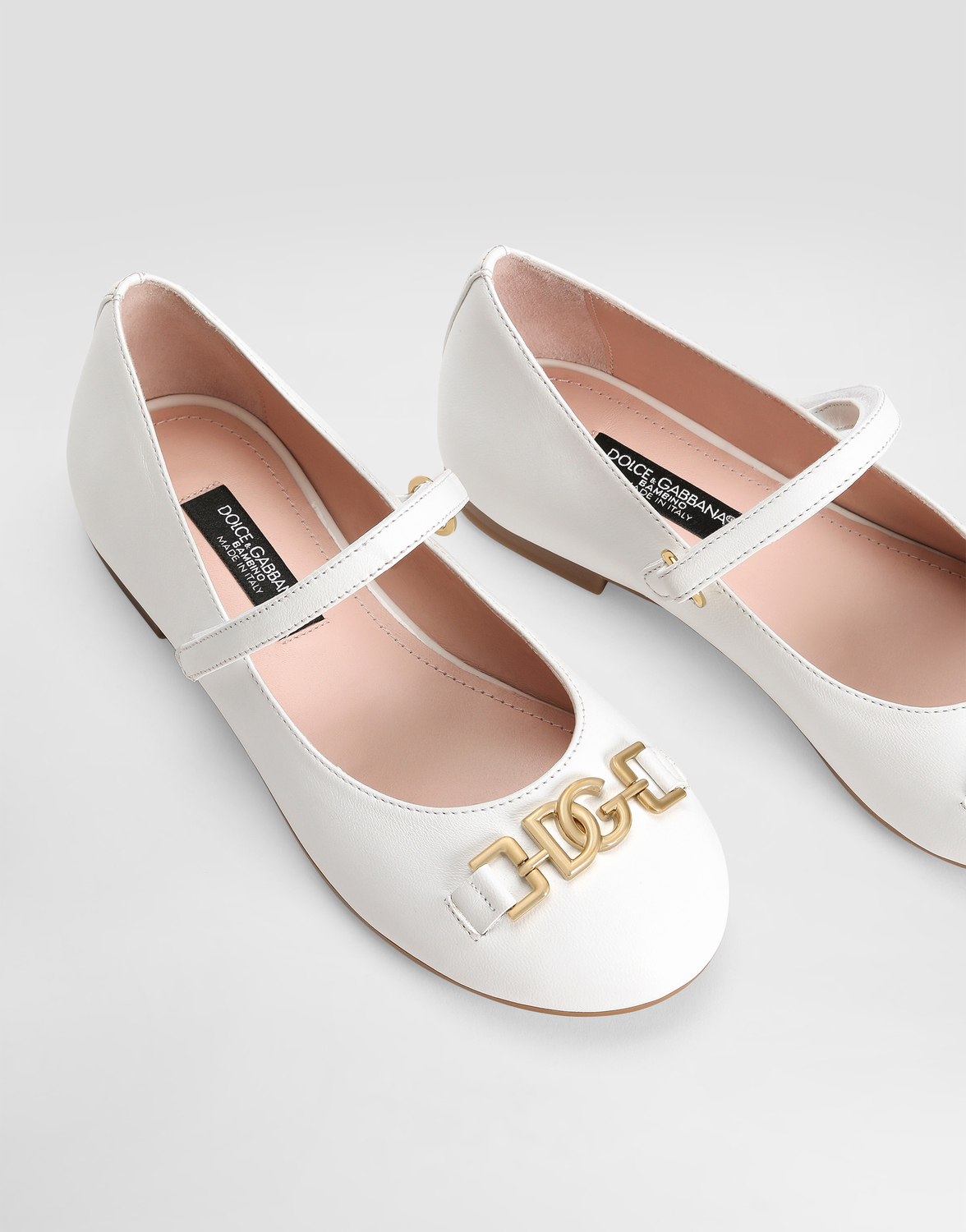Балетки из наппы (ягнячья кожа) DOLCE & GABBANA, белый — фото 4