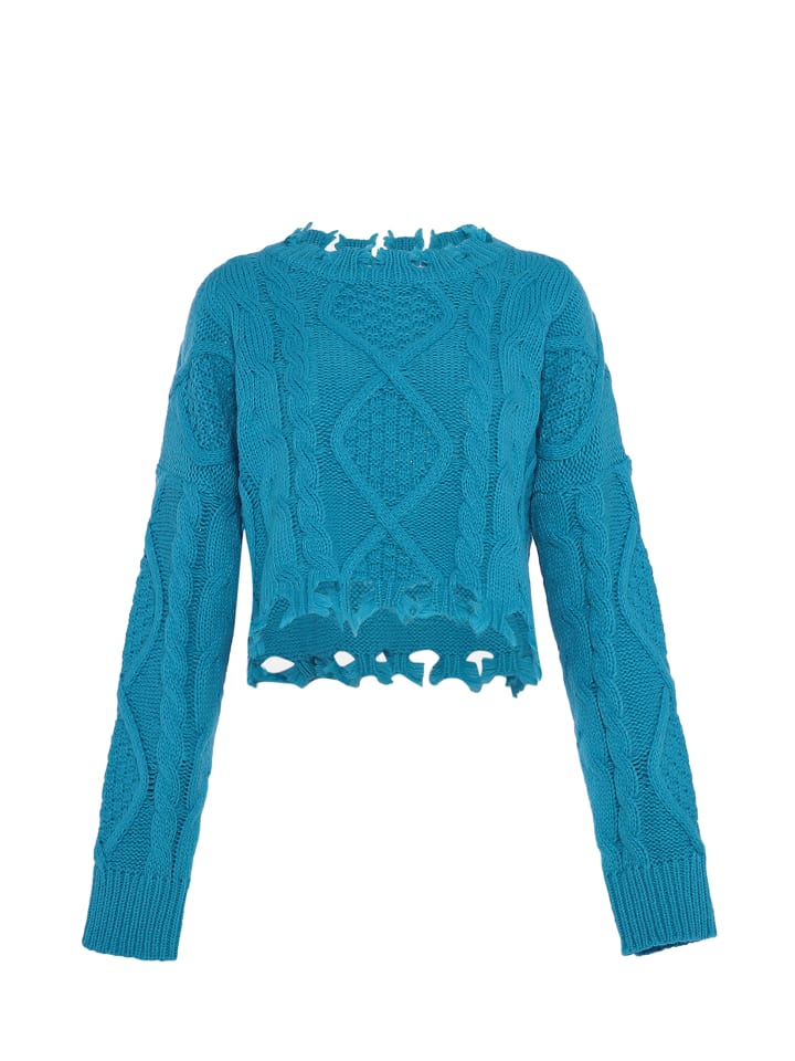 

Женский вязаный свитер бирюзового цвета myMo