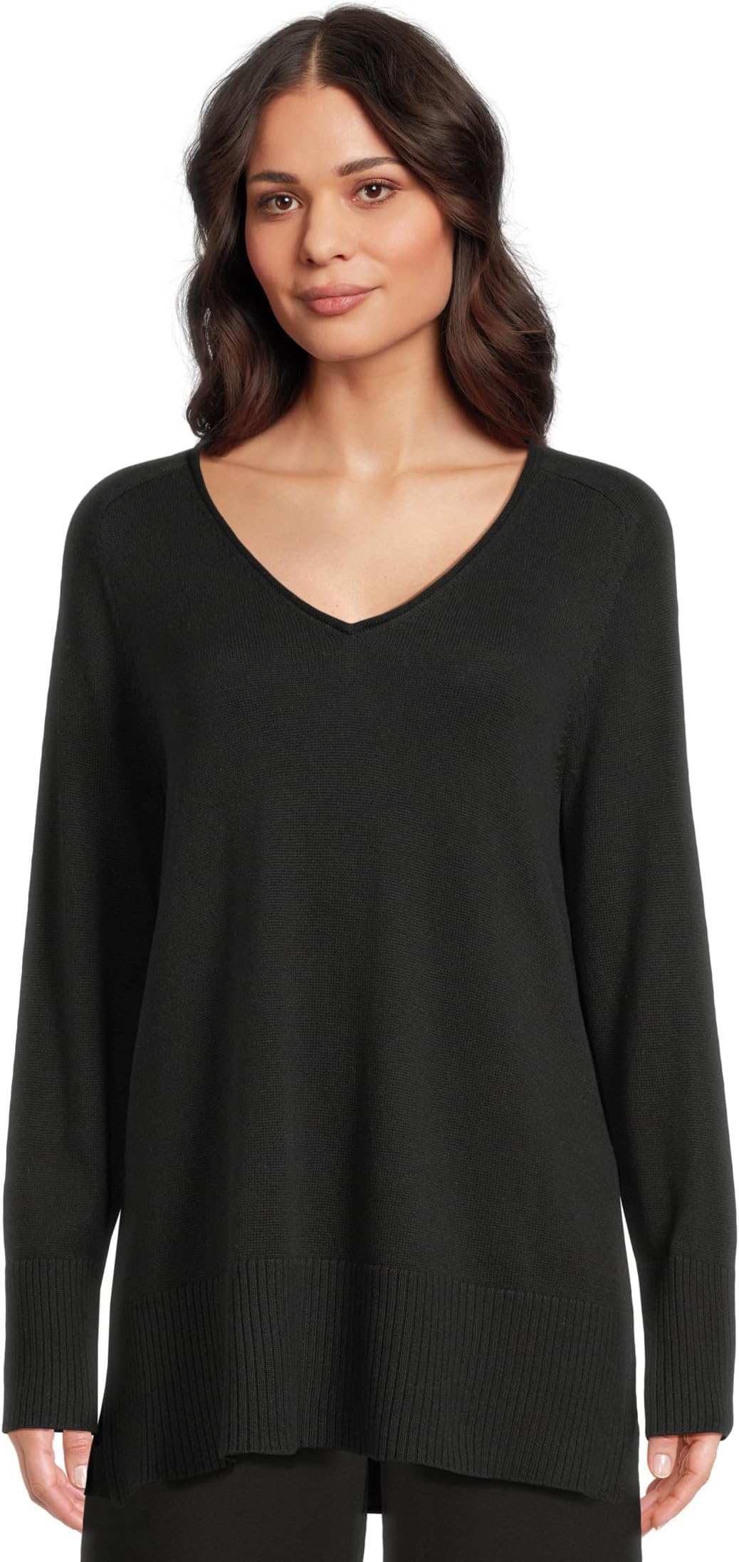 

Свитер Eileen Fisher Women's Peruvian Cotton Blend V-neck Sweater, Black