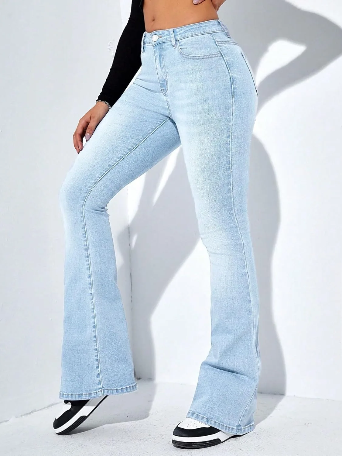 Generic Женские классические джинсы Slim Fit Flared — фото 4