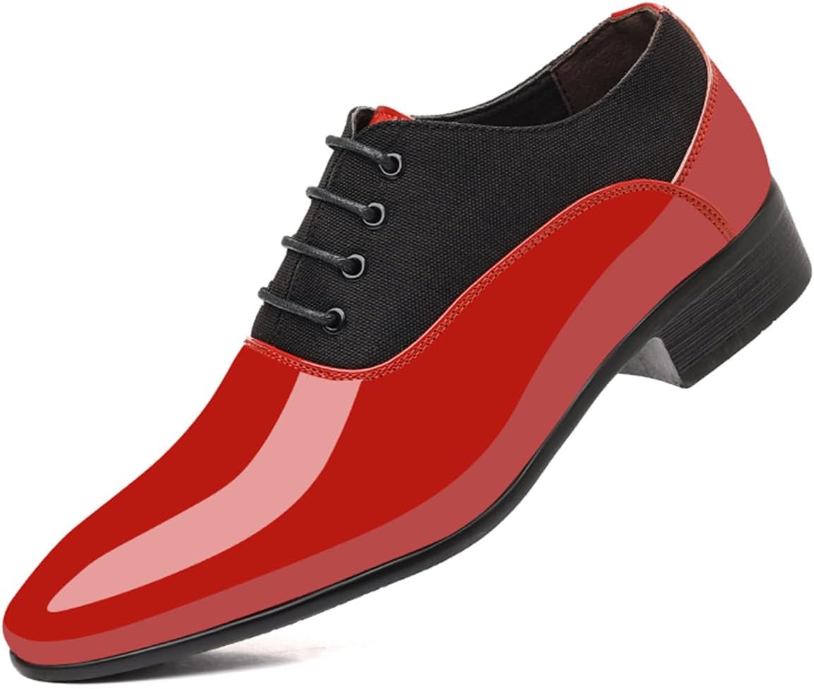 

Мужские винтажные туфли с высоким блеском из лакированной кожи, оксфорды для делового костюма, смокинга, туфли для выпускного и свадьбы Haoreya, красный